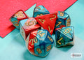 Gemini Red-Teal/gold Mini-Polyhedral 7-Die Set (Mini Poly Release 3)