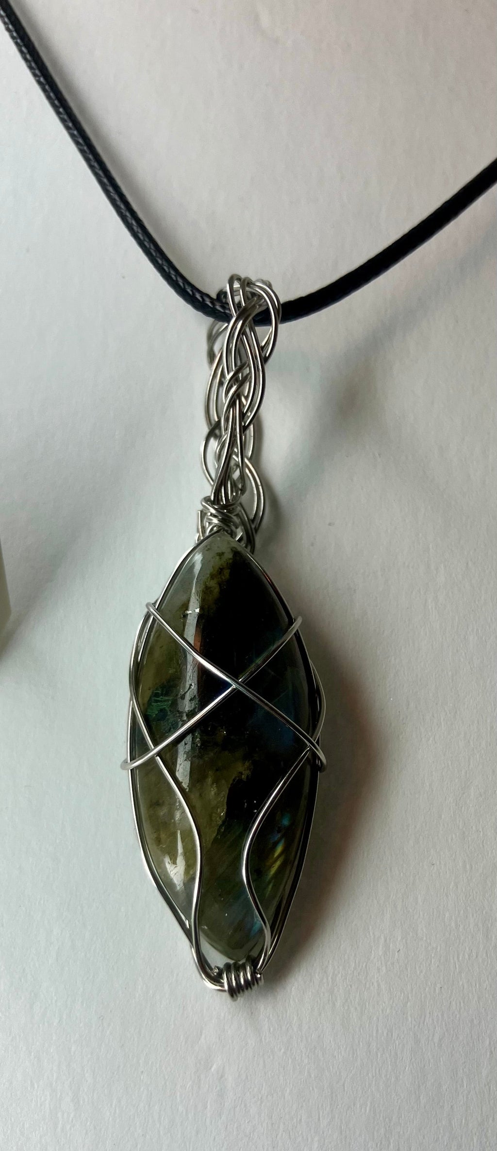 Wire Wrapped Stone and Crystal Necklaces, Stainless Steel
