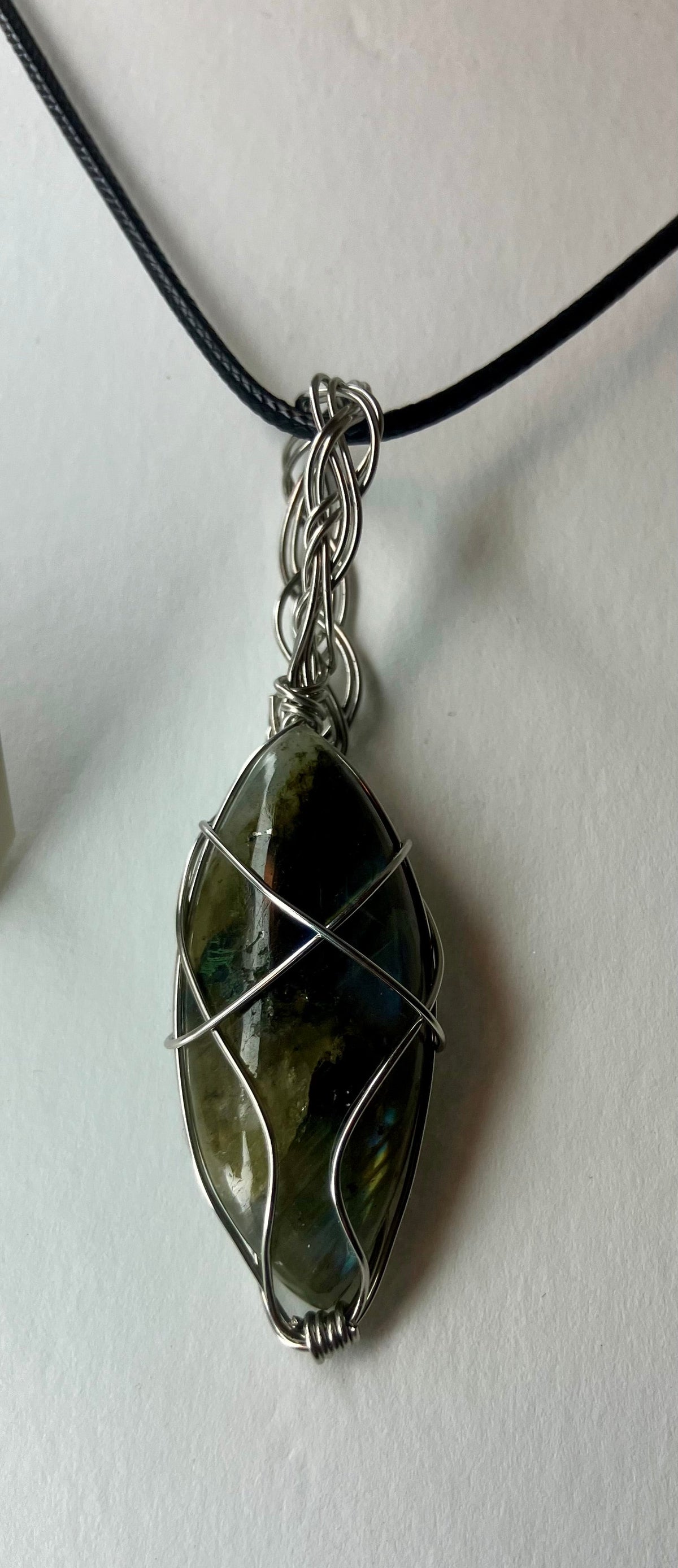 Wire Wrapped Stone and Crystal Necklaces, Stainless Steel
