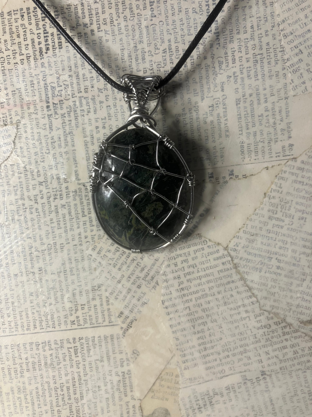 Wire Wrapped Stone and Crystal Necklaces, Stainless Steel