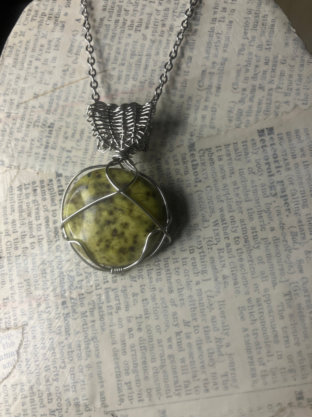 Wire Wrapped Stone and Crystal Necklaces, Stainless Steel