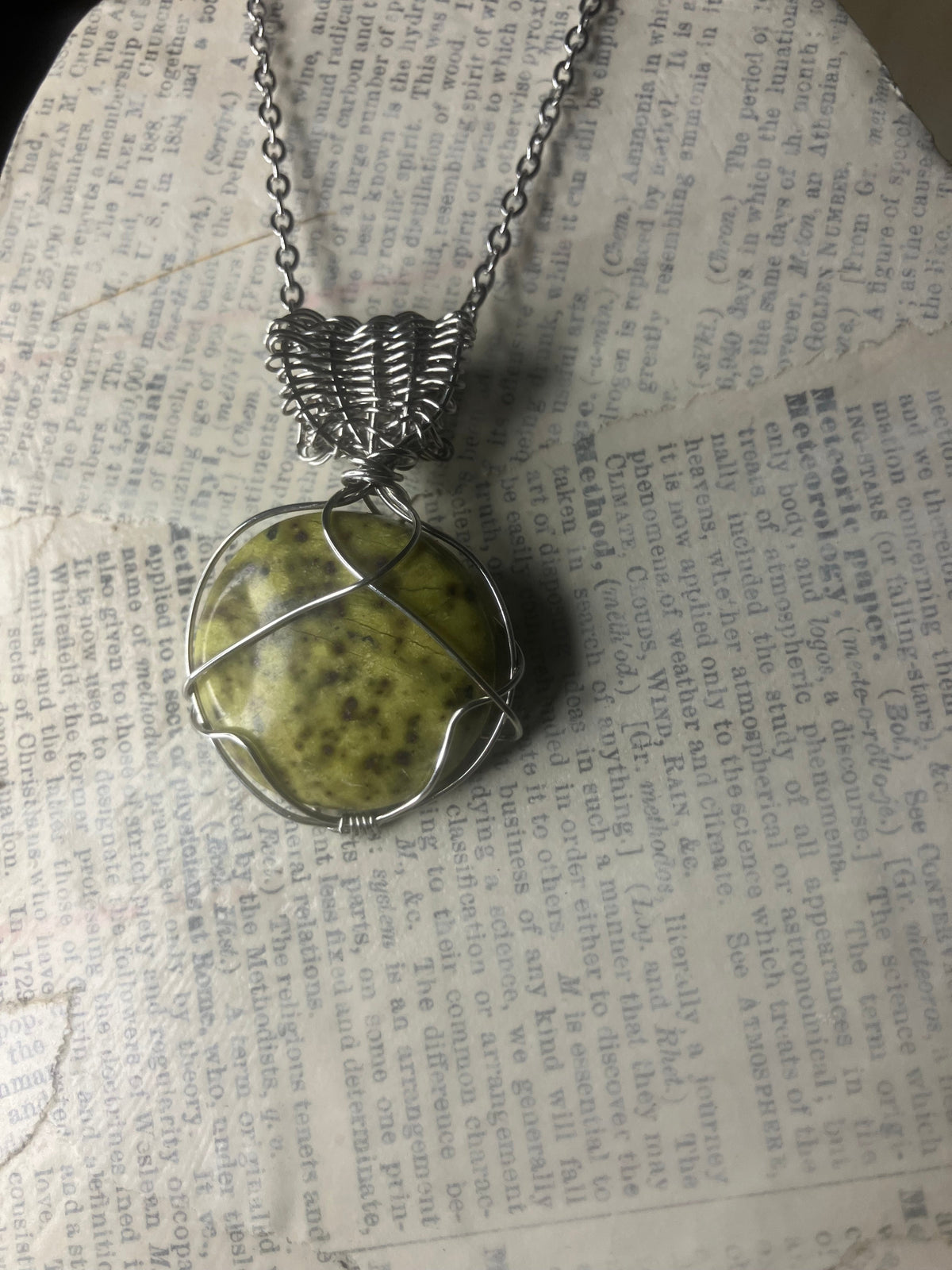 Wire Wrapped Stone and Crystal Necklaces, Stainless Steel