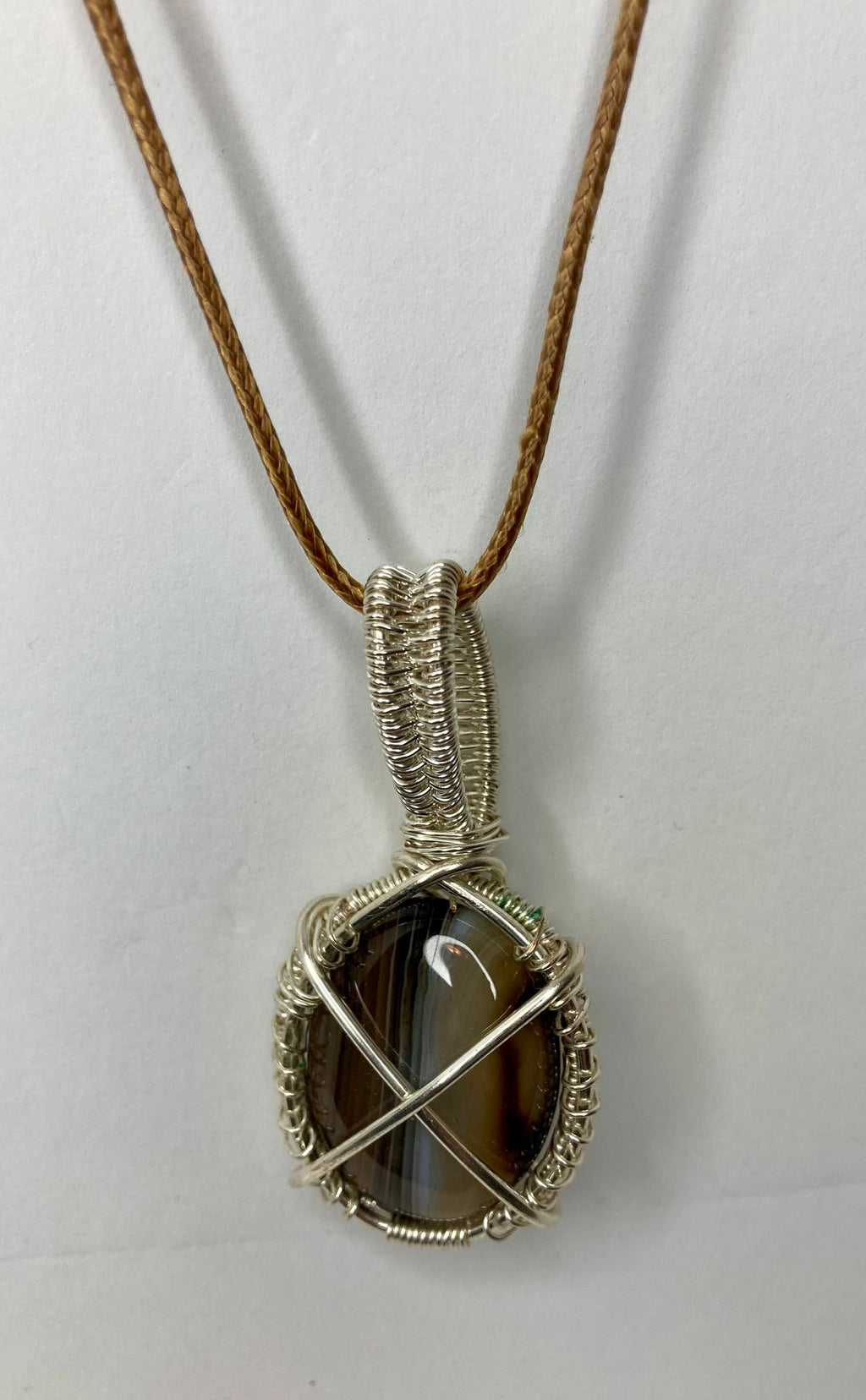 Wire Wrapped Stone Pendants, Silver and Gold Plated Copper Wire