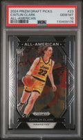 Graded 2024 Panini Prizm Draft Picks Caitlin Clark #23 All American Rookie RC Basketball Card PSA 10 Gem Mint
