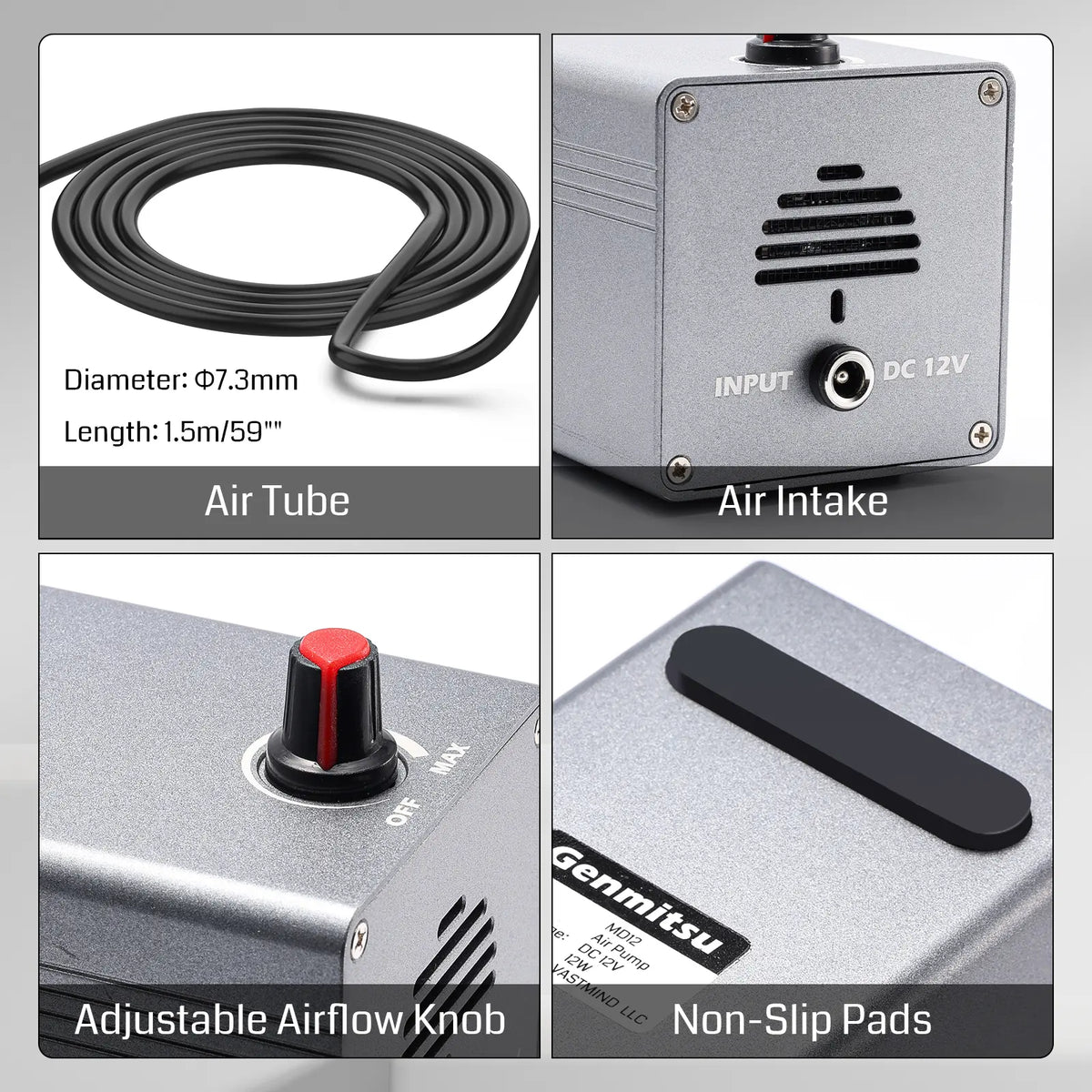 Air Assist Pump for Laser Cutter, Compatible with Genmitsu Kortek and Most CNC Milling or Laser Engraving Machine in The Market, Remove Smoke & Dust, Protect Desktop & Laser Lens