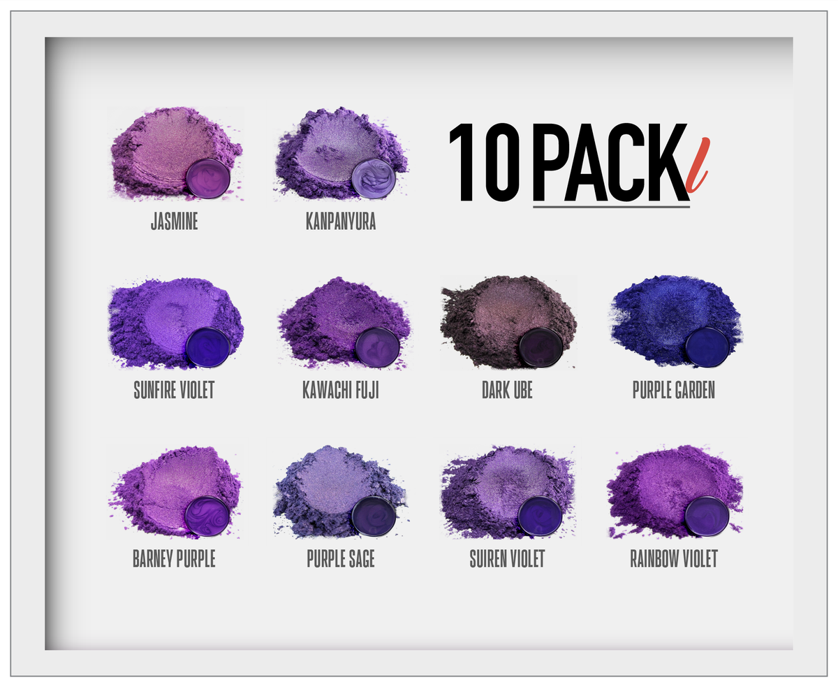 10 Color Pigment Powder Variety Pack Set L - Purples