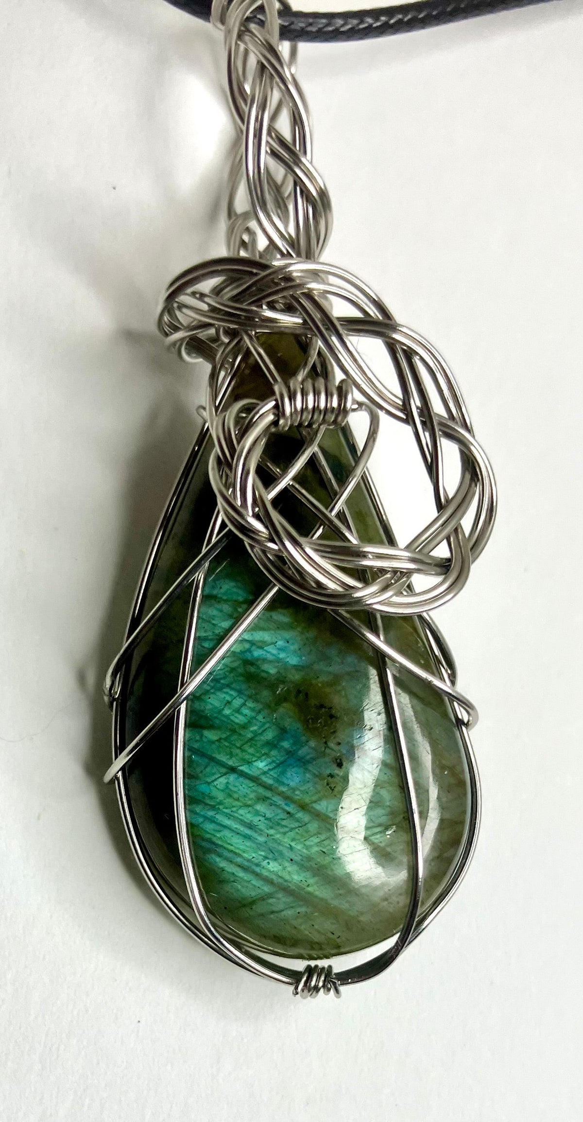Wire Wrapped Stone and Crystal Necklaces, Stainless Steel