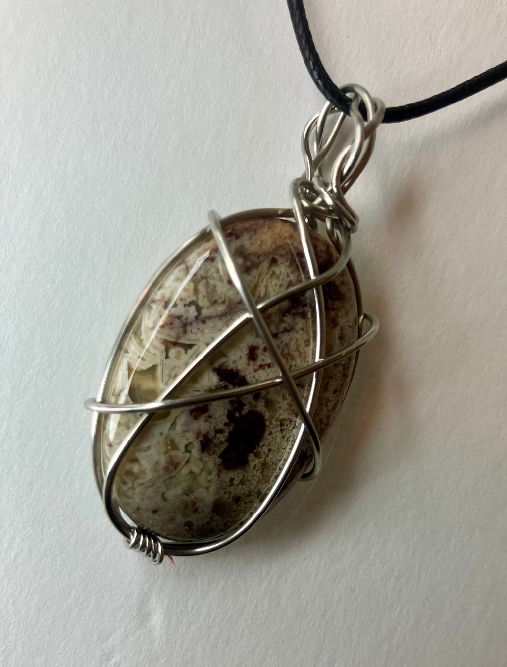 Wire Wrapped Stone and Crystal Necklaces, Stainless Steel