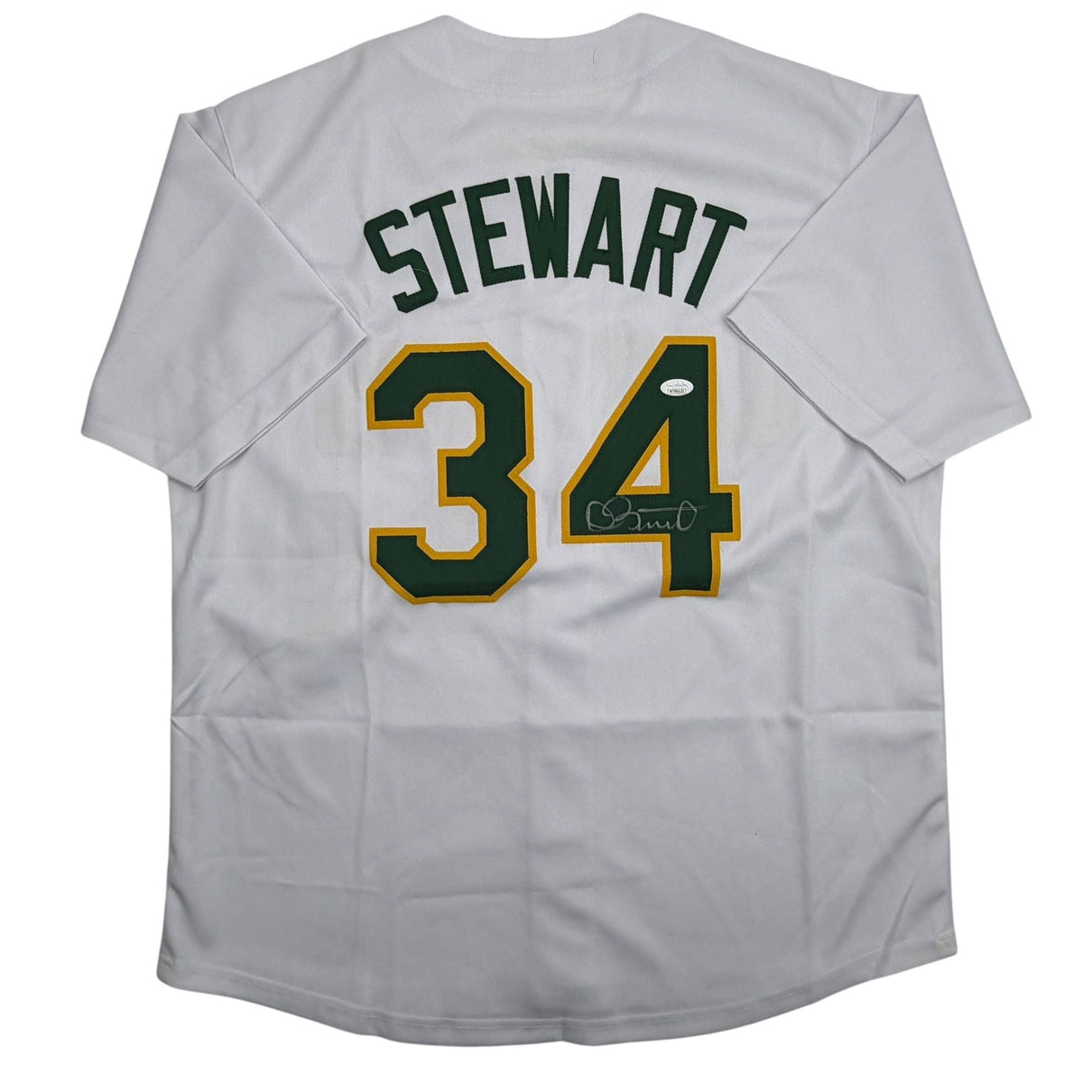 Autographed/Signed Dave Stewart Oakland White Baseball Jersey JSA COA