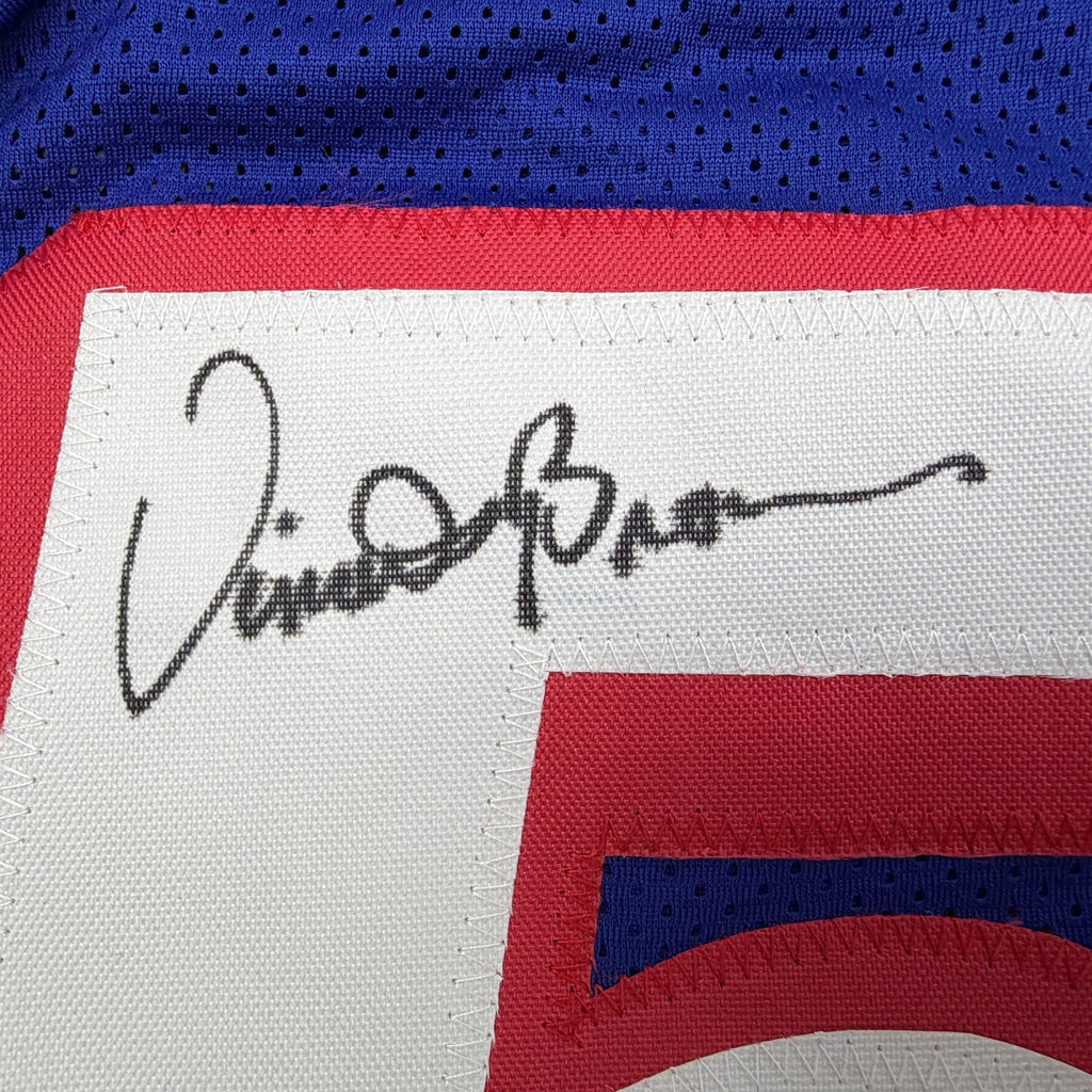 Autographed/Signed Vincent Brown New England Blue Football Jersey JSA COA