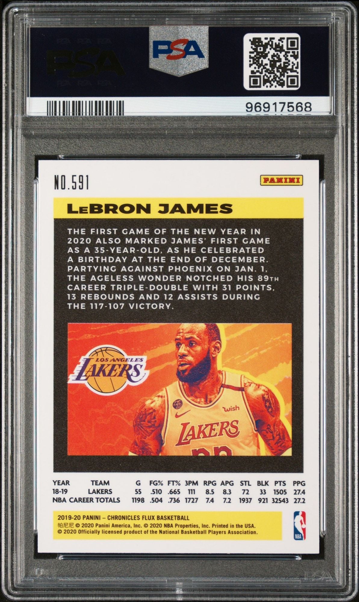 Graded 2019 Panini Chronicles LeBron James #591 Basketball Card PSA 10