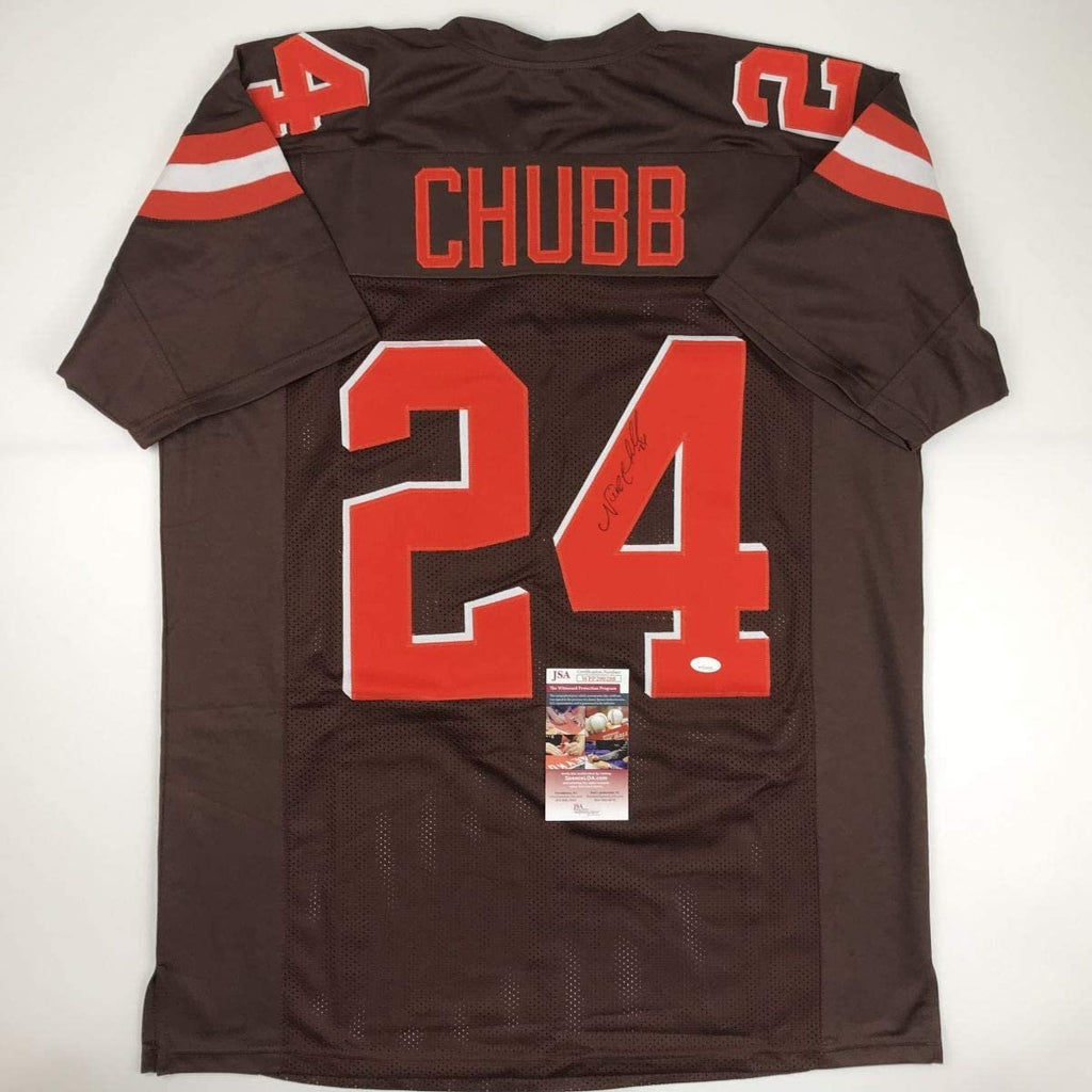 Autographed/Signed Nick Chubb Cleveland Football Brown Jersey JSA COA