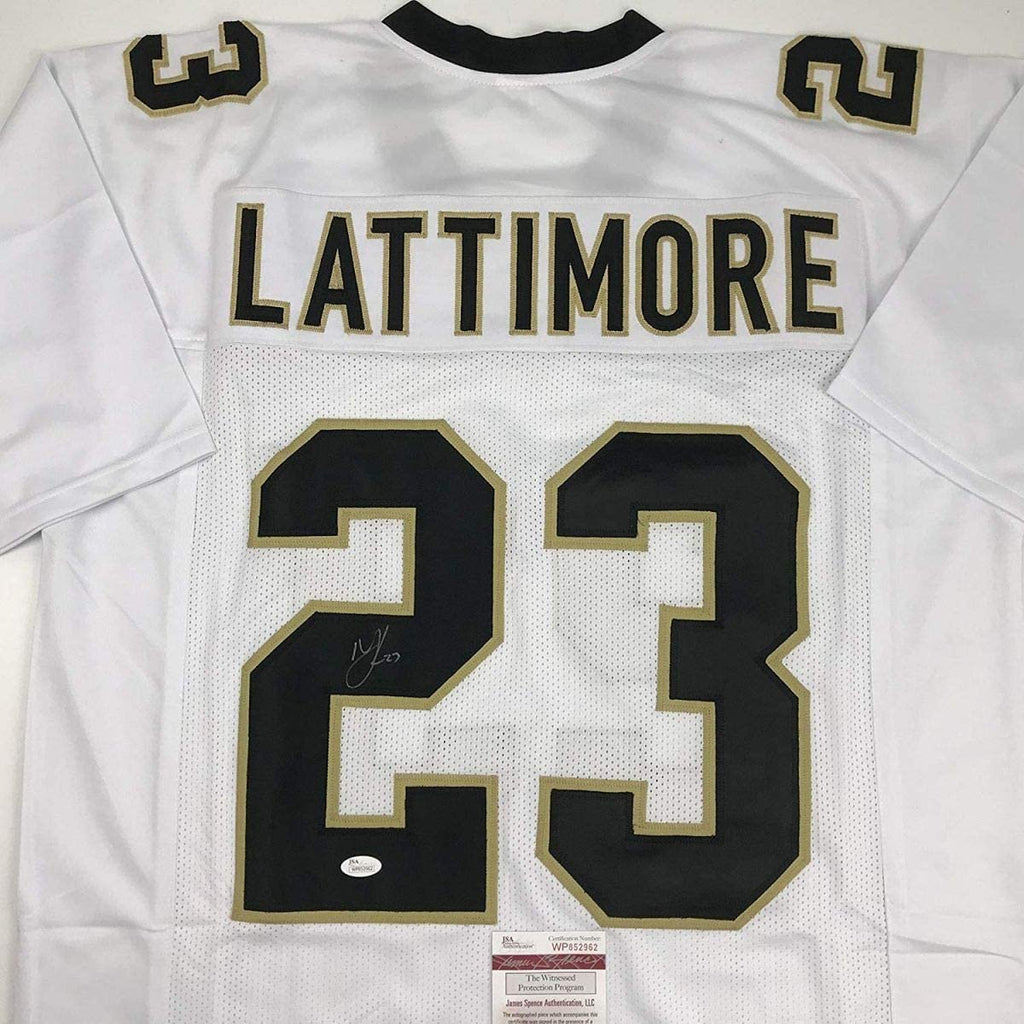 Autographed/Signed Marshon Lattimore New Orleans White Football Jersey JSA COA