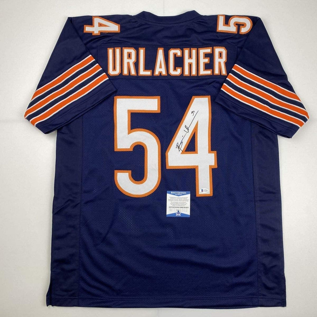 Autographed/Signed Brian Urlacher Chicago Blue Football Jersey Beckett BAS COA
