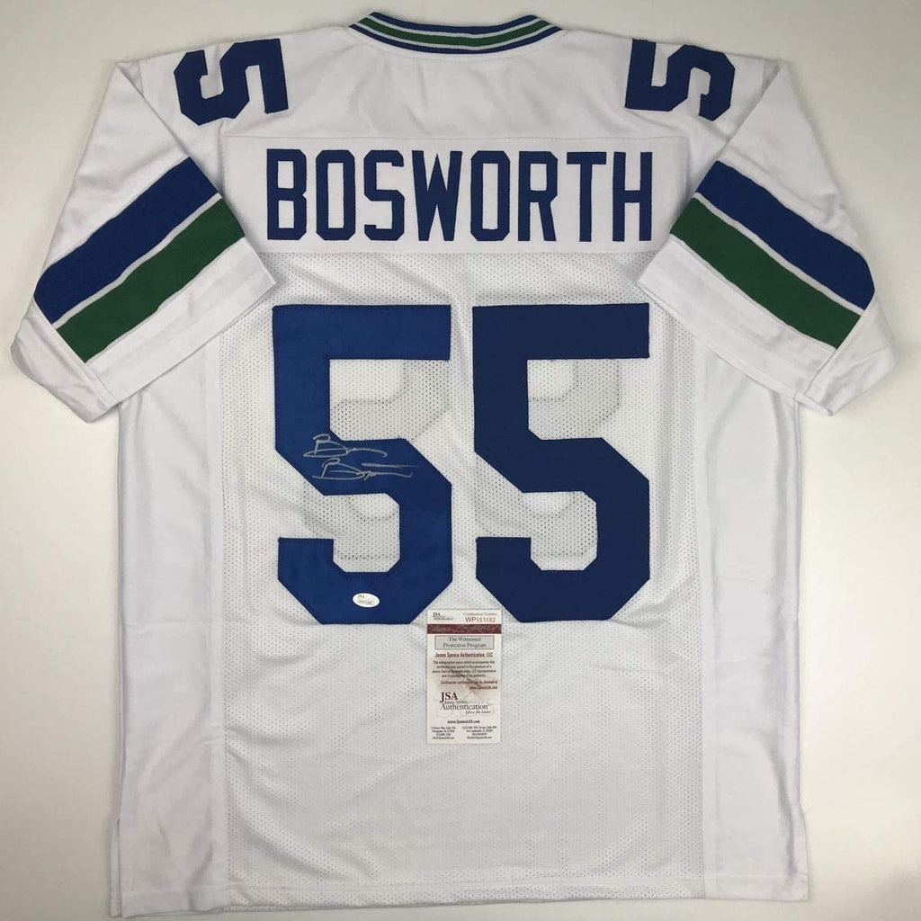 Autographed/Signed Brian Bosworth Boz Seattle White Football Jersey JSA COA