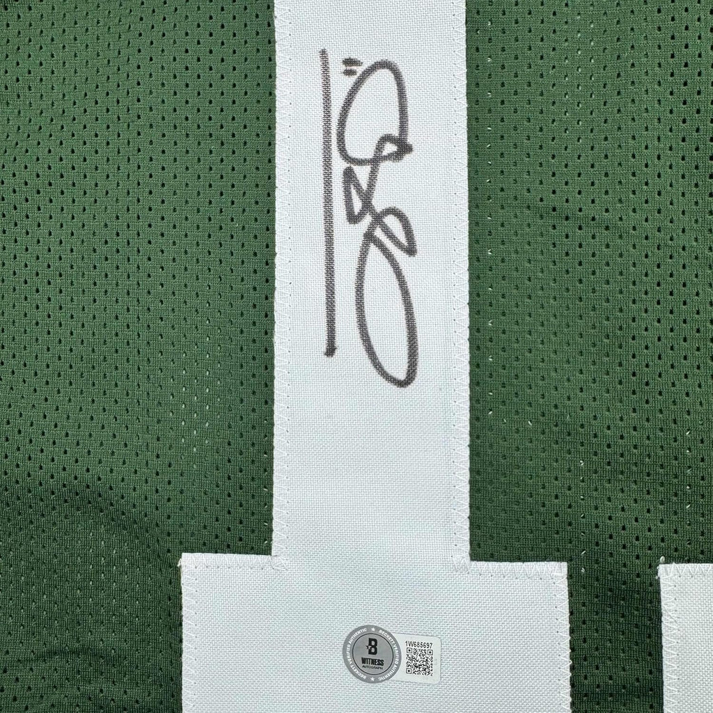 Framed Autographed/Signed Jayden Reed 35x39 Green Bay Green Football Jersey Beckett BAS COA