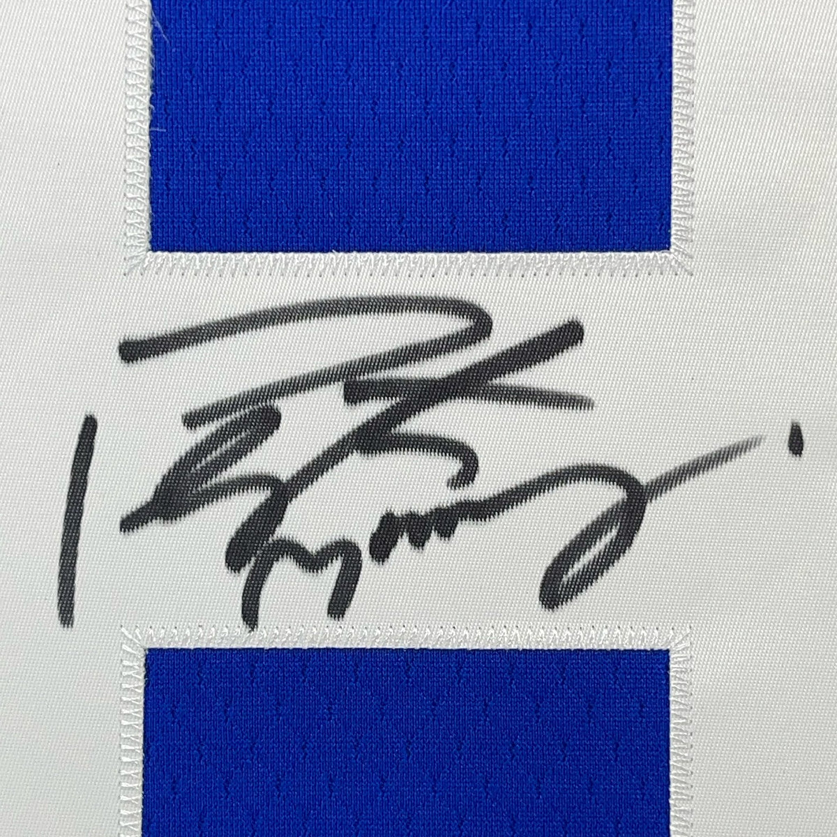Framed Autographed/Signed Peyton Manning 35x39 Indianapolis Colts Authentic Blue Football Jersey Fanatics COA