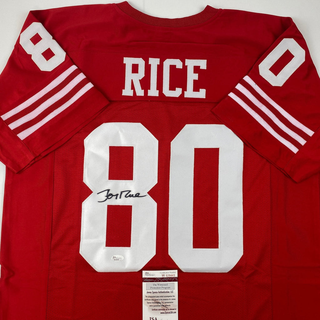 Autographed/Signed Jerry Rice San Francisco Red Football Jersey JSA COA