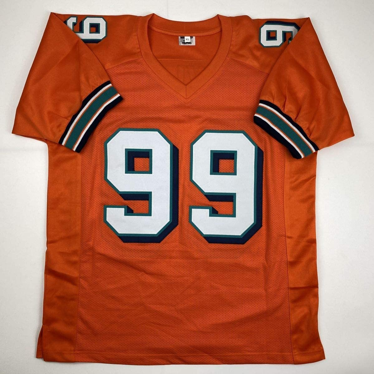 Autographed/Signed Jason Taylor Miami Orange Football Jersey JSA COA