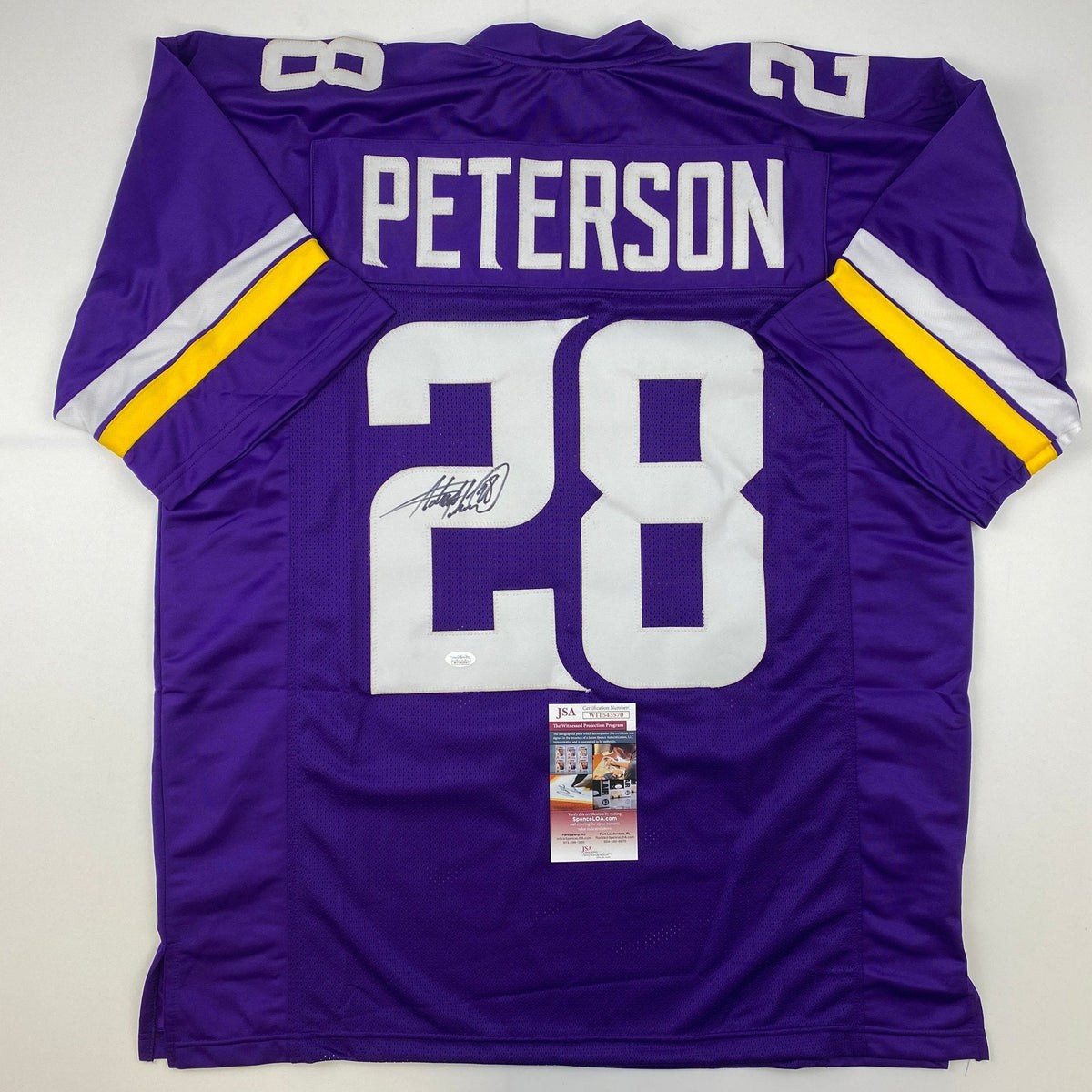 Autographed/Signed Adrian Peterson Minnesota Purple Football Jersey JSA COA