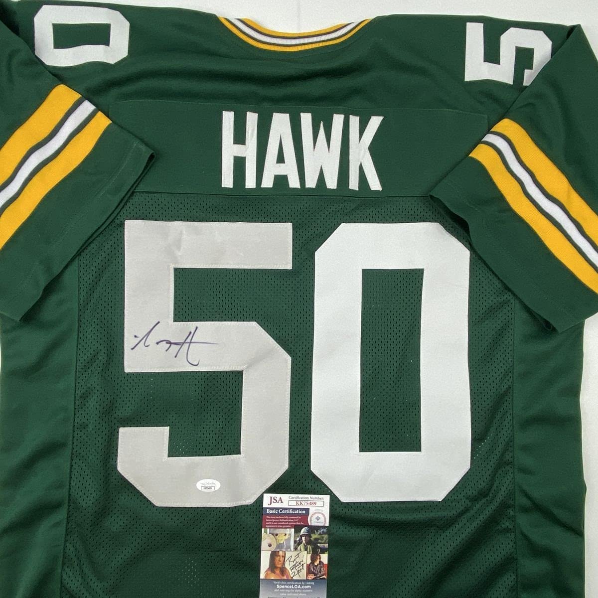 Autographed/Signed AJ A.J. Hawk Green Bay Green Football Jersey JSA COA