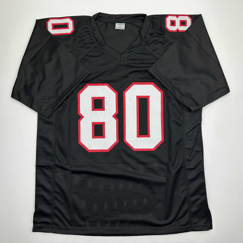 Autographed/Signed Andre Rison Atlanta Black Football Jersey Beckett BAS COA