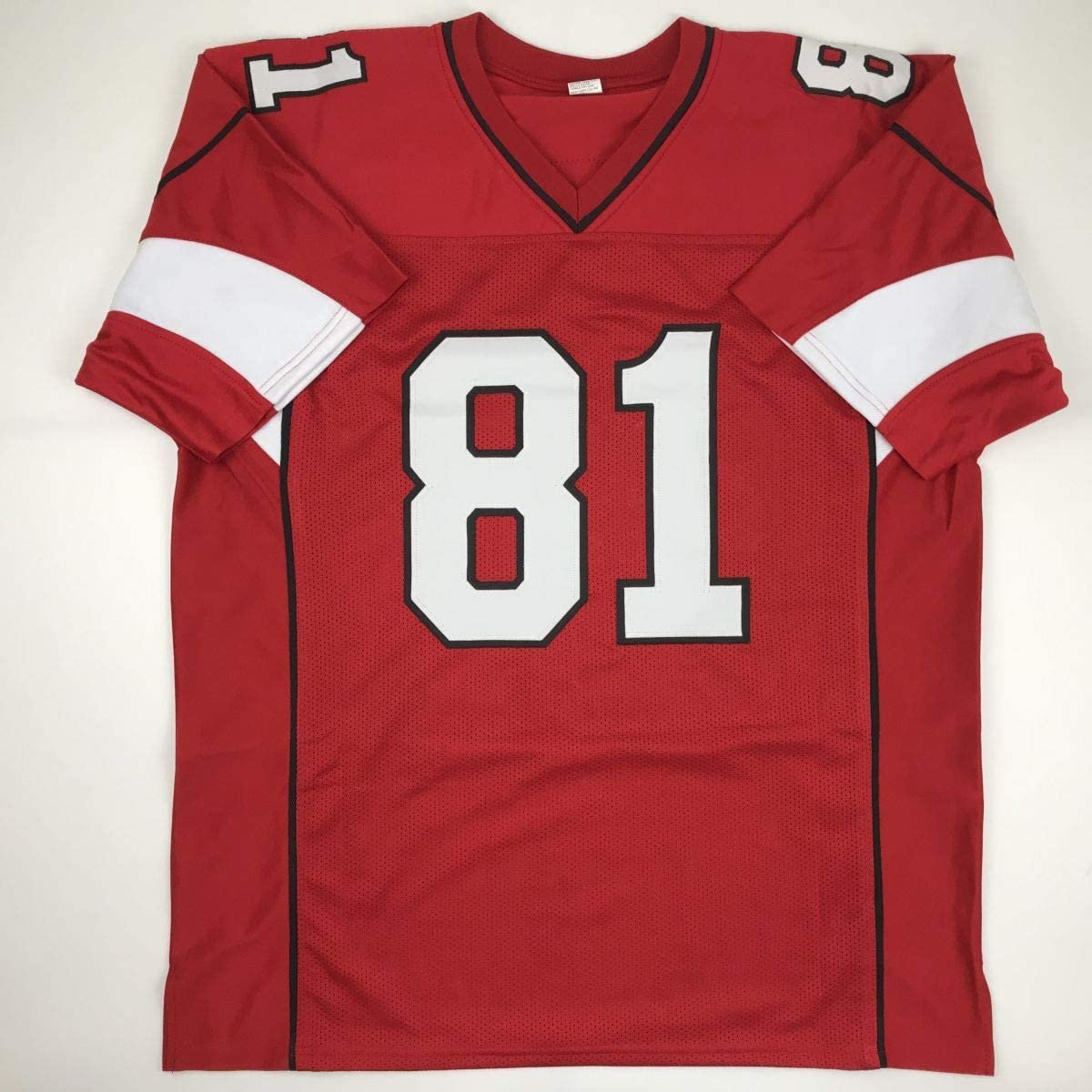 Autographed/Signed Anquan Boldin Arizona Red Football Jersey Beckett BAS COA