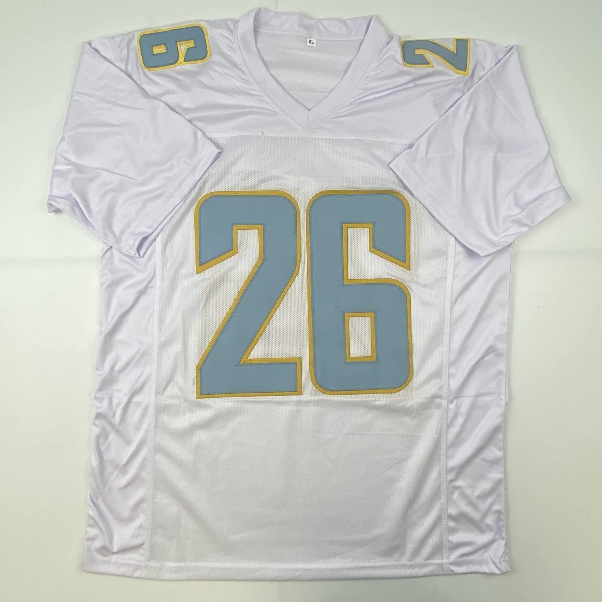 Autographed/Signed Asante Samuel Jr. Los Angeles LA White Football Jersey JSA COA