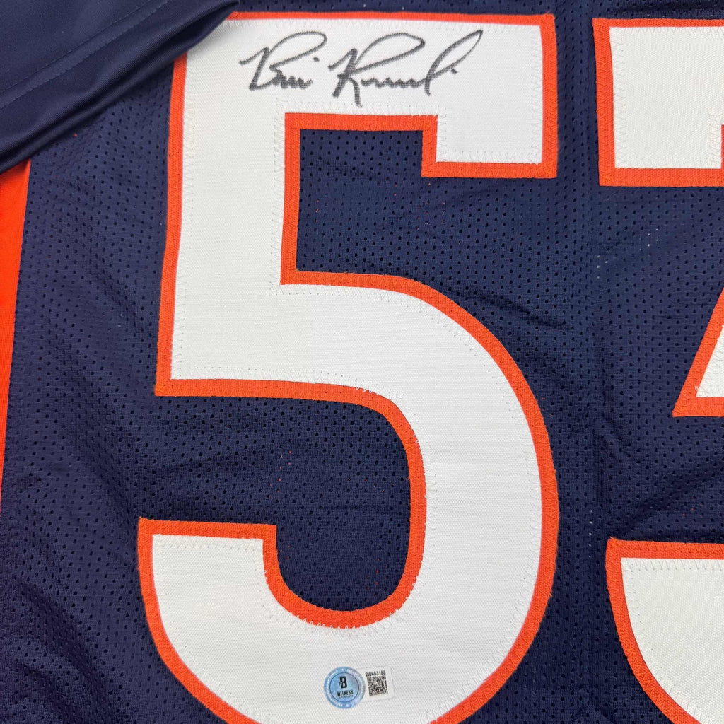 Autographed/Signed Bill Romanowski Denver Blue Football Jersey Beckett BAS COA