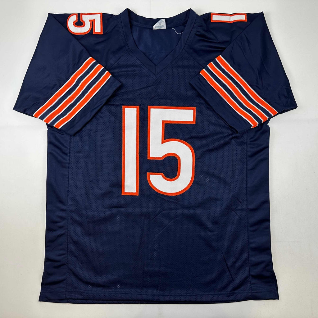 Autographed/Signed Brandon Marshall Chicago Blue Football Jersey Beckett BAS COA