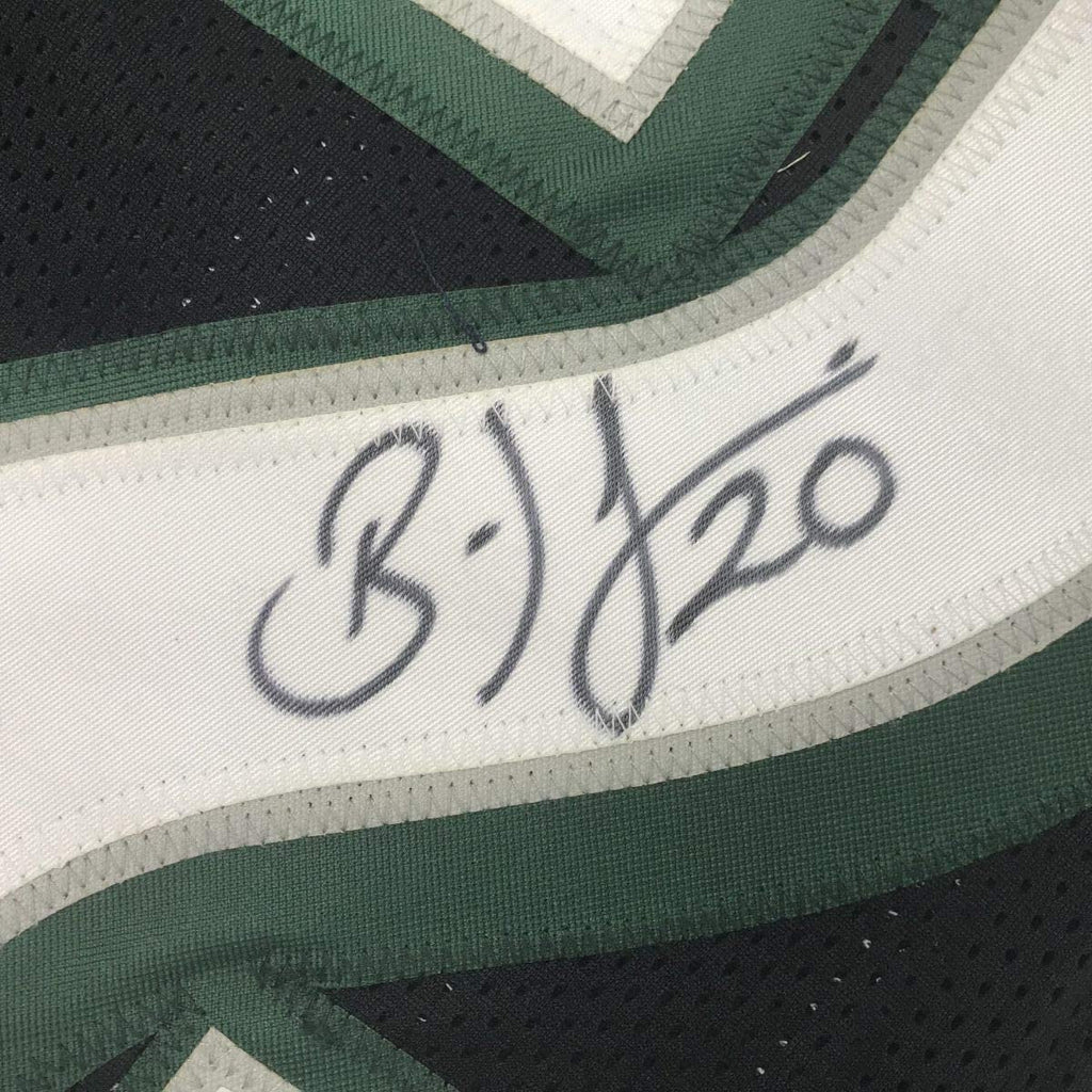 Autographed/Signed Brian Dawkins Philadelphia Black Stat Football Jersey JSA COA