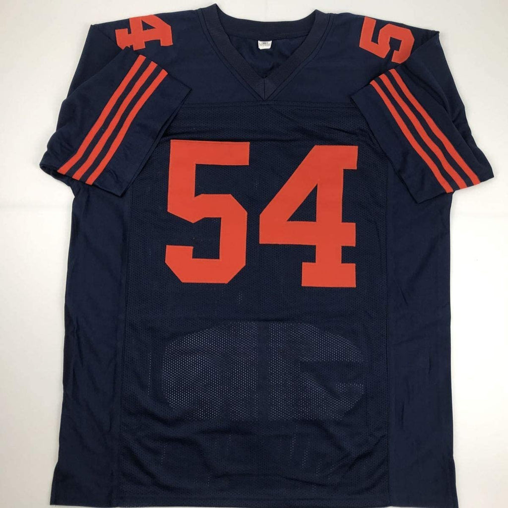 Autographed/Signed Brian Urlacher Chicago Retro Blue Stat Football Jersey JSA COA