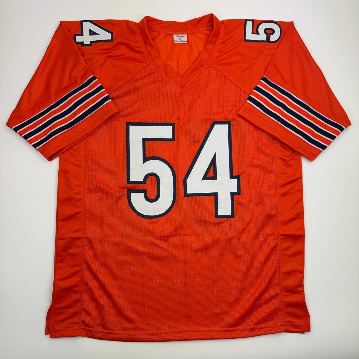 Autographed/Signed Brian Urlacher HOF 18 Chicago Orange Football Jersey Beckett BAS COA