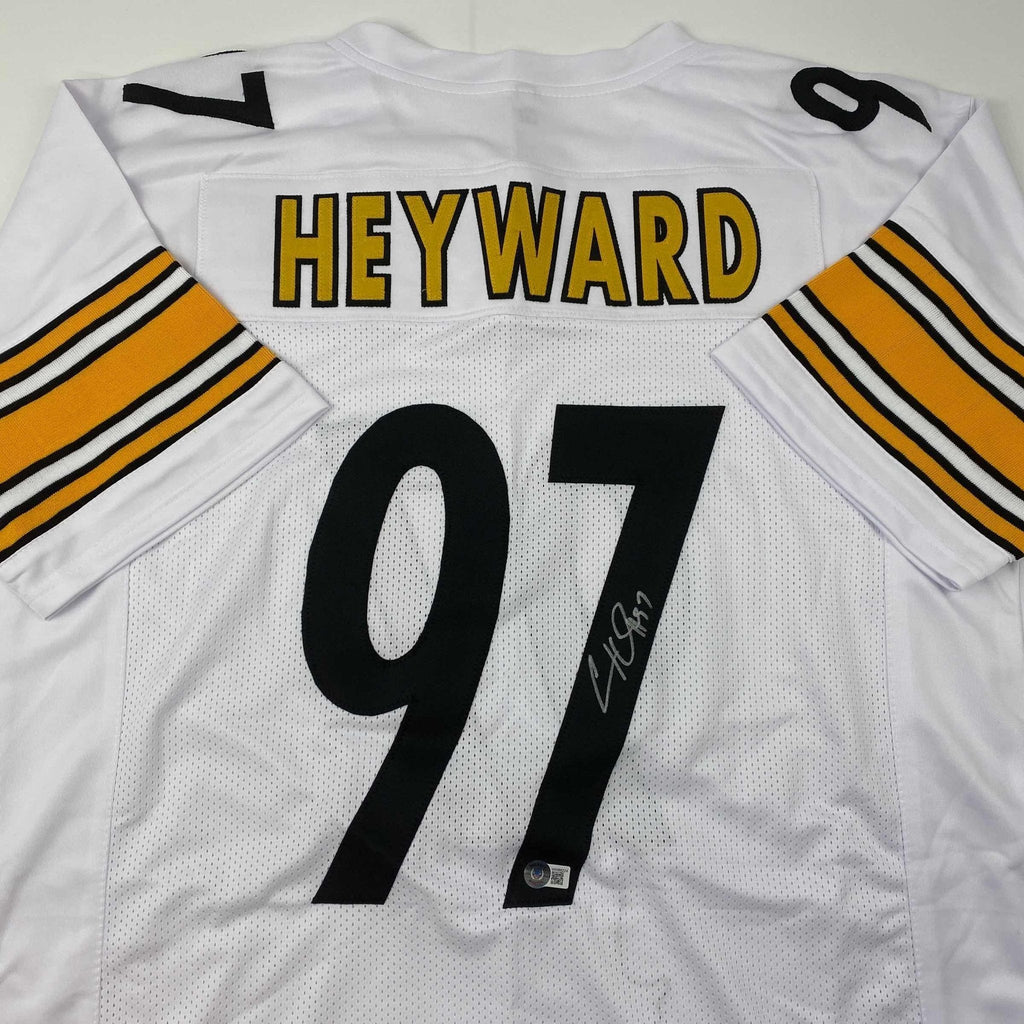 Autographed/Signed Cameron Heyward Pittsburgh White Football Jersey Beckett BAS COA
