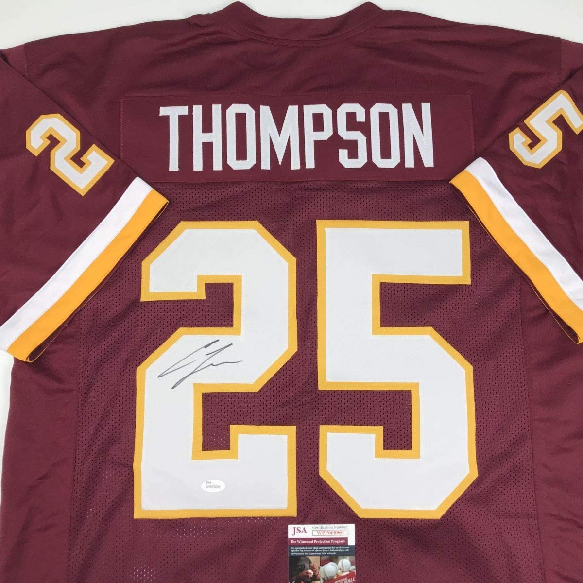 Autographed/Signed Chris Thompson Washington Burgundy Football Jersey JSA COA