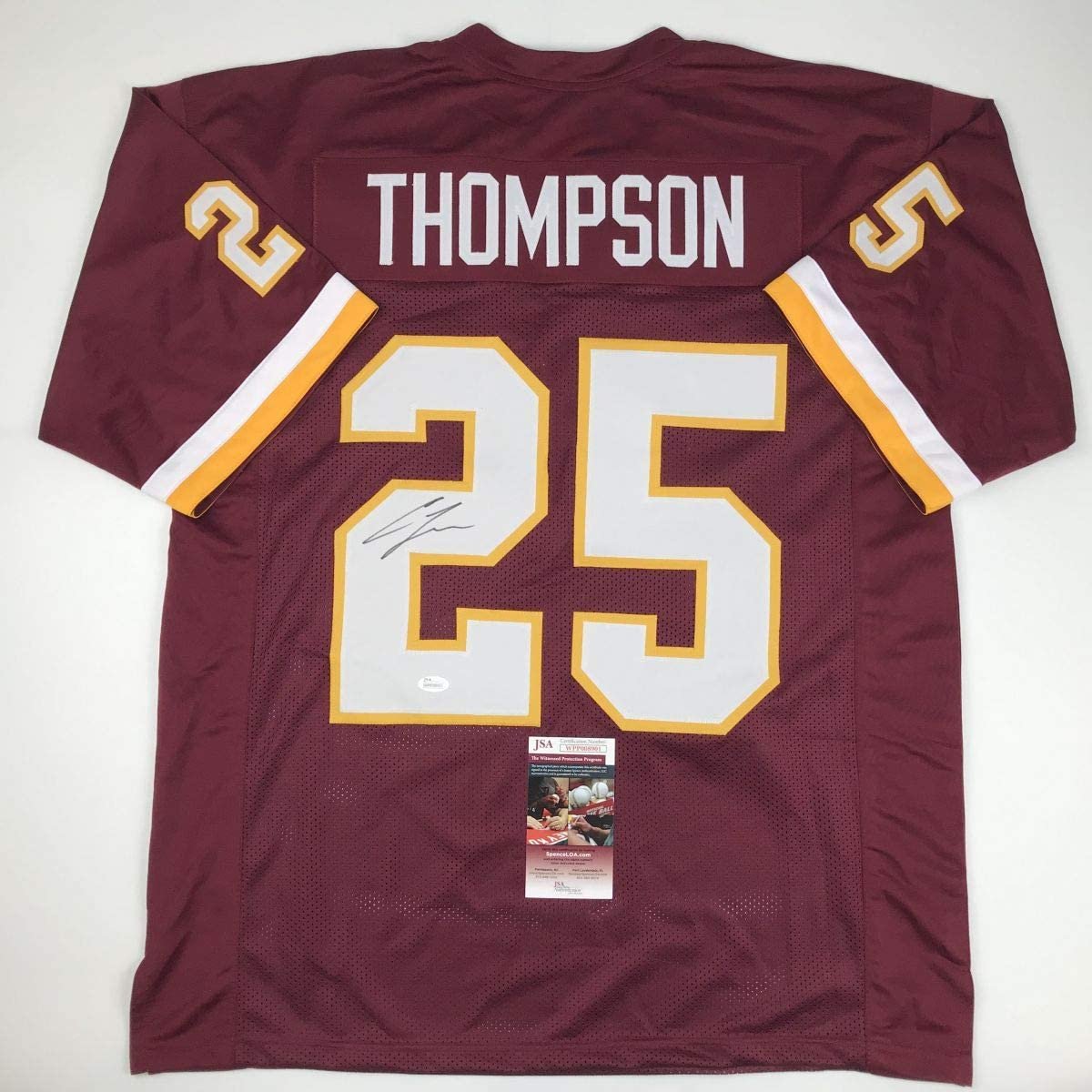 Autographed/Signed Chris Thompson Washington Burgundy Football Jersey JSA COA