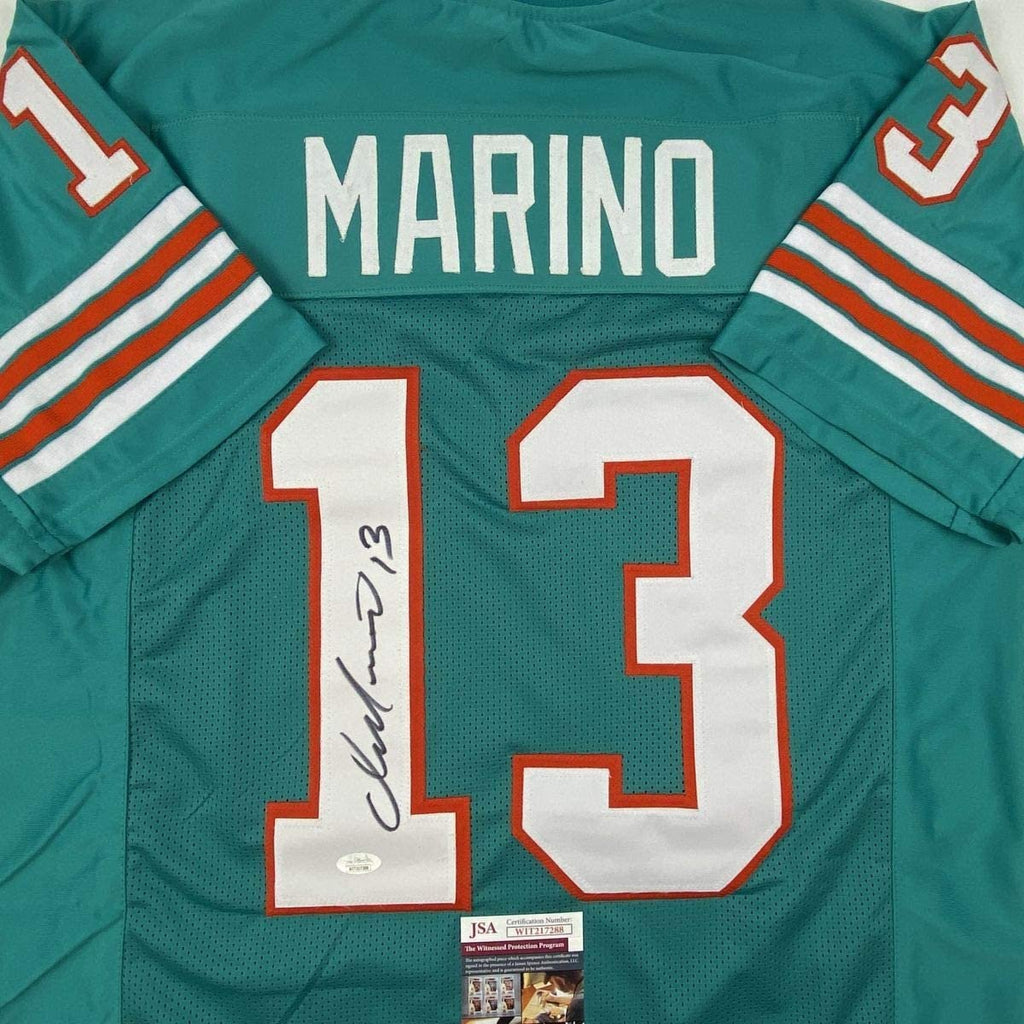 Autographed/Signed Dan Marino Miami Teal Football Jersey JSA COA