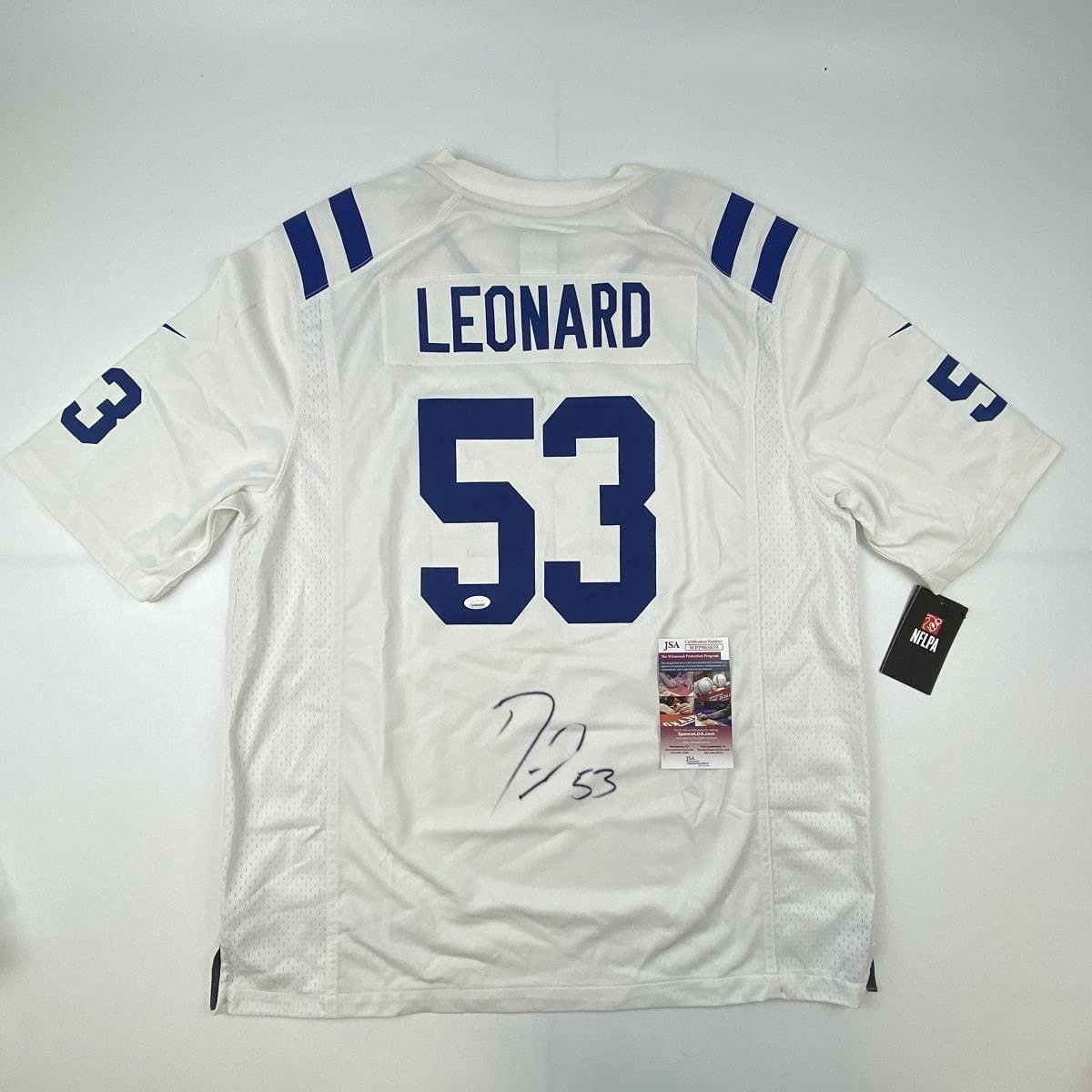 Autographed/Signed Darius Leonard Indianapolis Colts White Authentic Football Jersey JSA COA