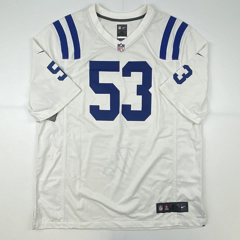 Autographed/Signed Darius Leonard Indianapolis Colts White Authentic Football Jersey JSA COA