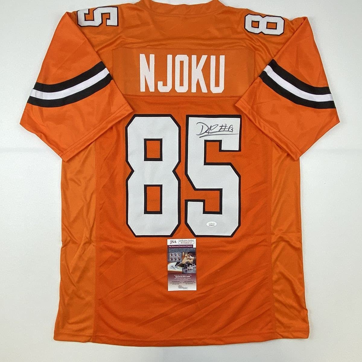 Autographed/Signed David Njoku Cleveland Football Orange Jersey JSA COA