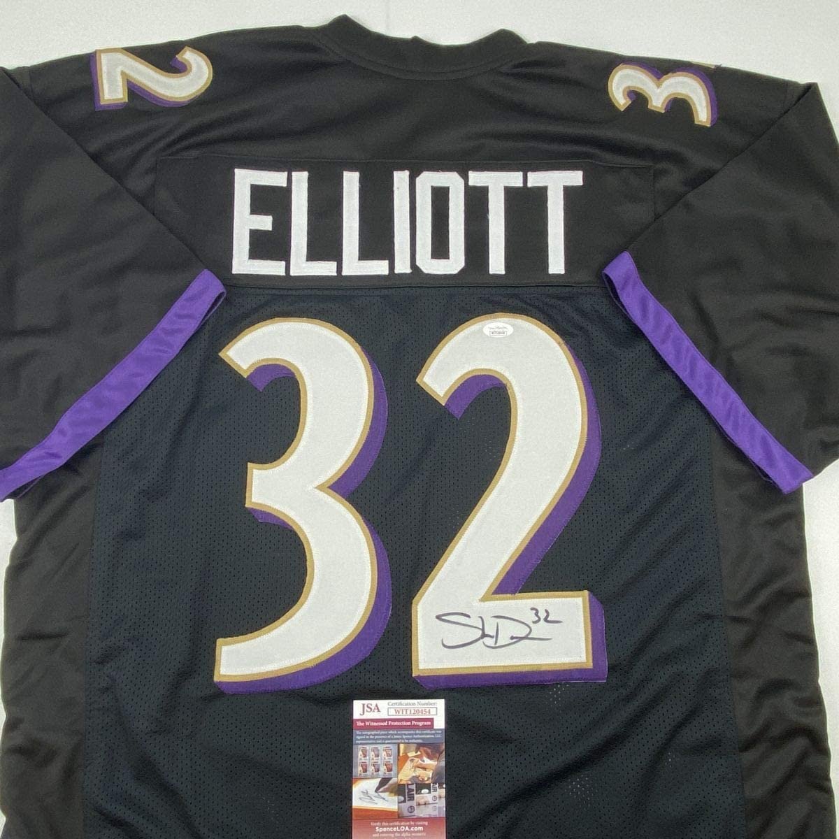 Autographed/Signed DeShon Elliott Baltimore Black Football Jersey JSA COA