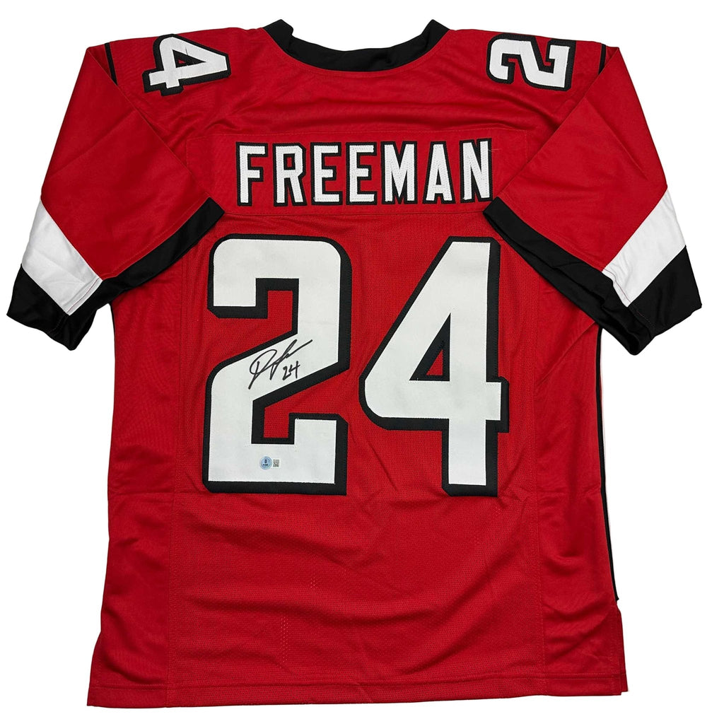 Autographed/Signed Devonta Freeman Atlanta Red Football Jersey Beckett BAS COA