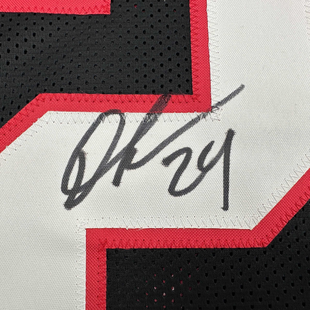 Autographed/Signed Devonta Freeman Atlanta Retro Black Football Jersey Beckett BAS COA