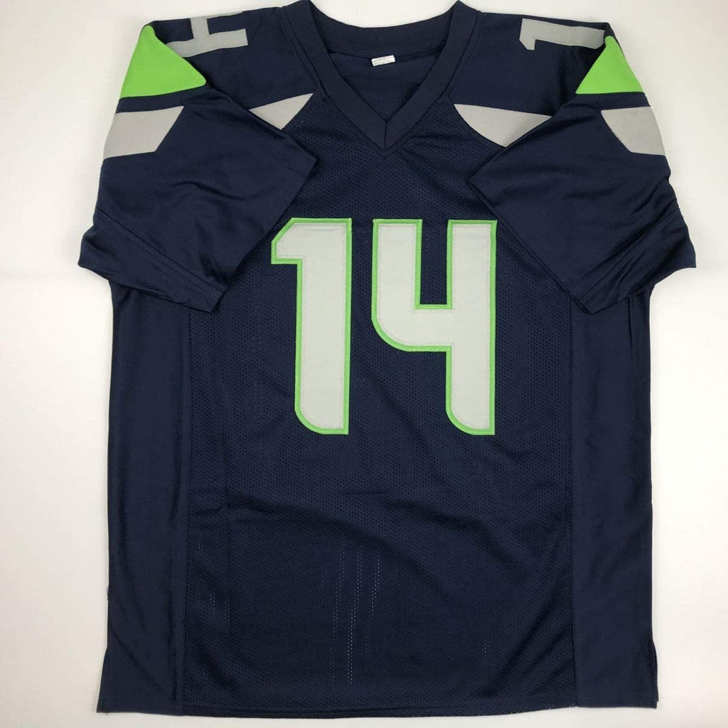 Autographed/Signed DK D.K. Metcalf Seattle Blue Football Jersey JSA COA