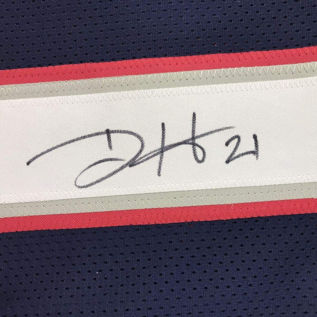 Autographed/Signed Duron Harmon New England Blue Football Jersey JSA COA