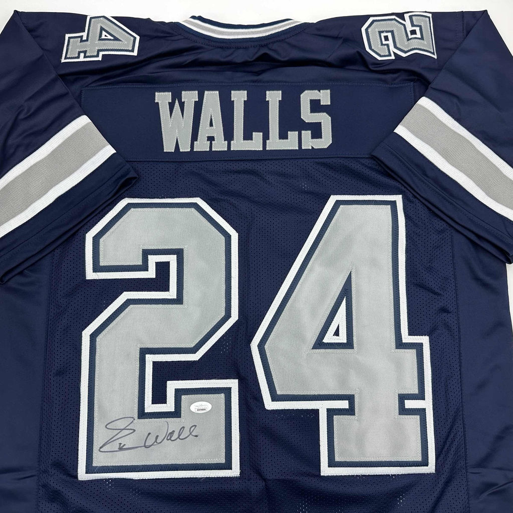 Autographed/Signed Everson Walls Dallas Blue Football Jersey JSA COA