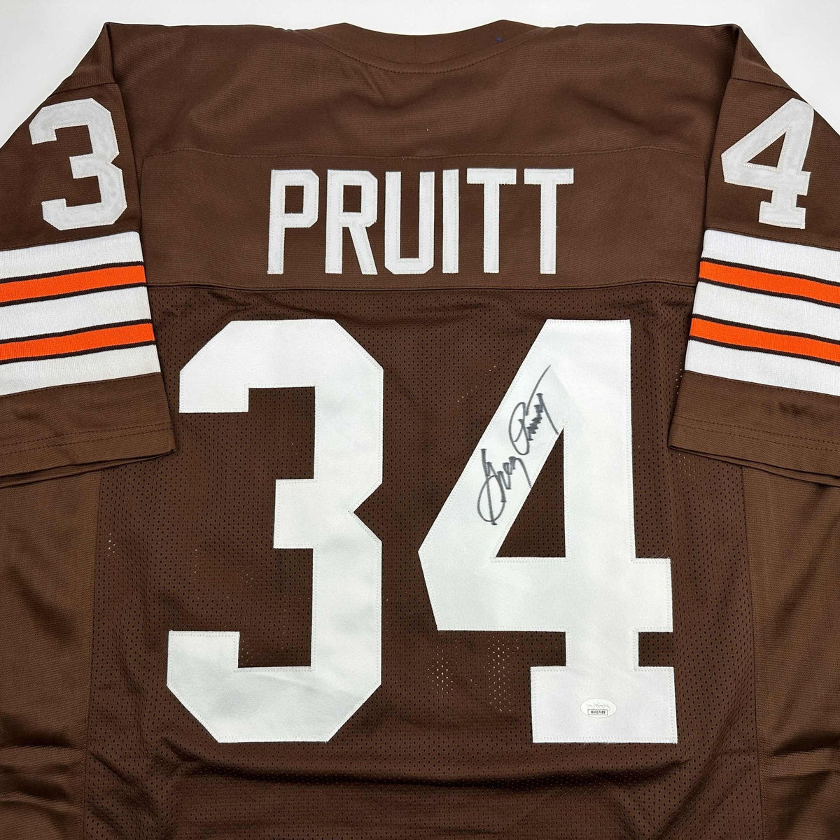 Autographed/Signed Greg Pruitt Cleveland Brown Football Jersey JSA COA