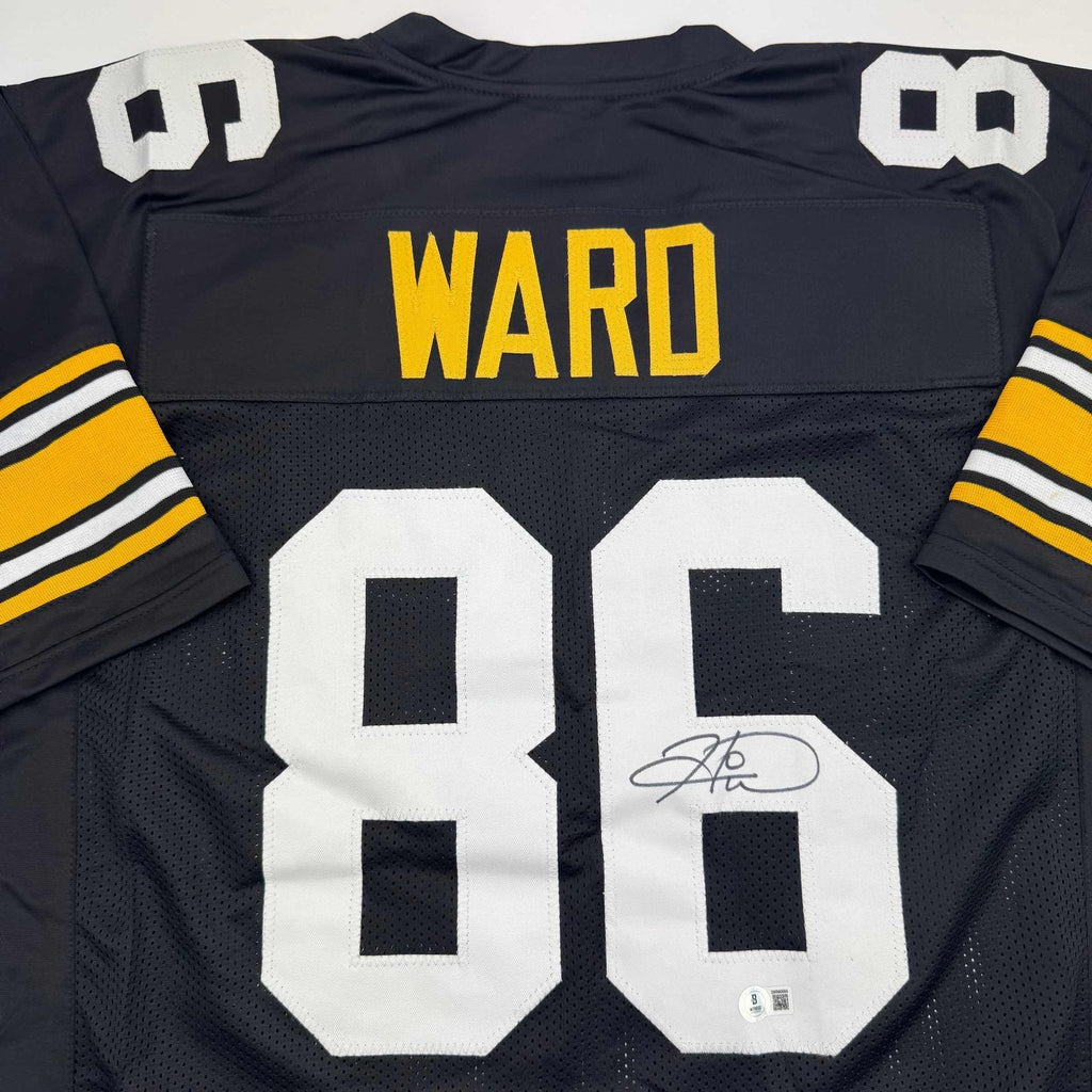 Autographed/Signed Hines Ward Pittsburgh Black Retro Football Jersey Beckett BAS COA