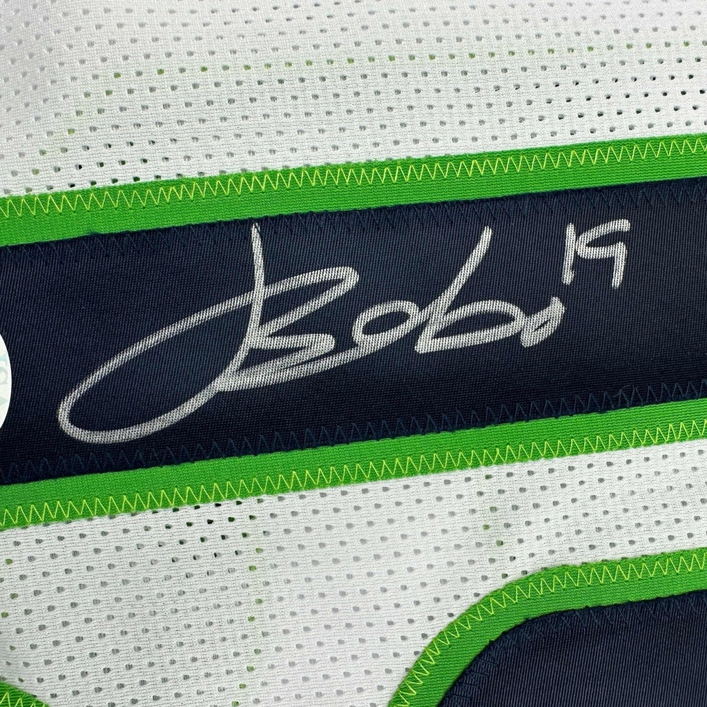Autographed/Signed Jake Bobo Seattle White Football Jersey JSA COA