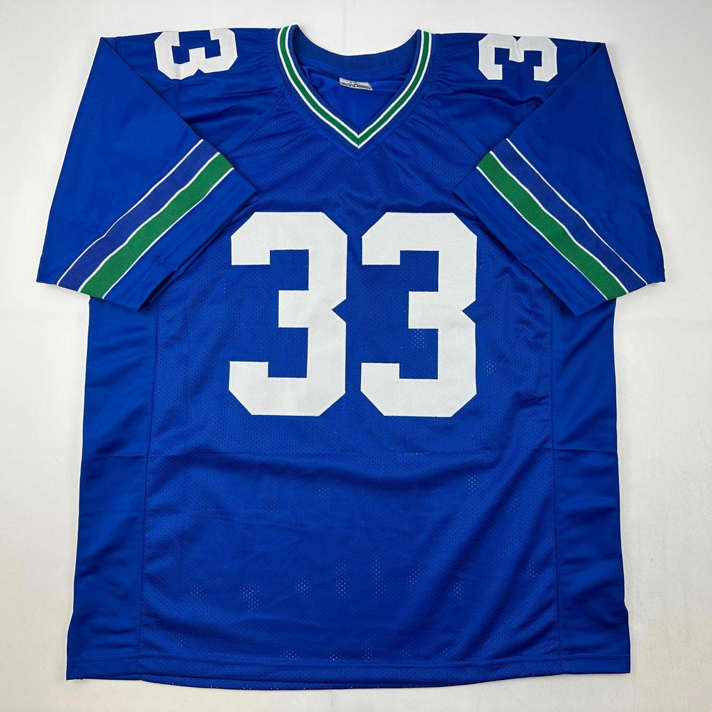 Autographed/Signed Jamal Adams Seattle Retro Blue Football Jersey JSA COA